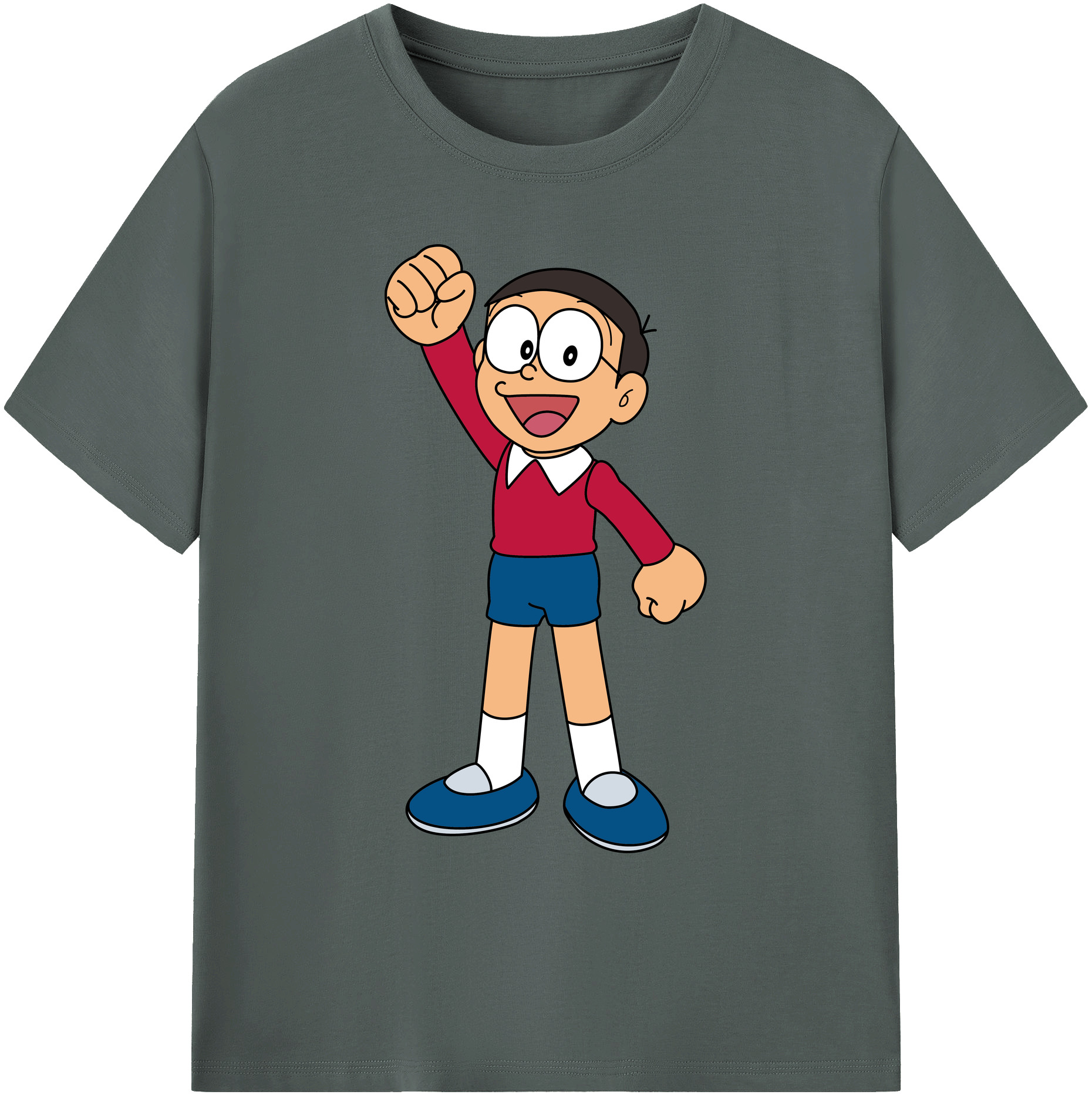 （画像用） ドラえもん 野比 のび太 Doraemon Nobita Nobi 綿100％ メンズ半袖Tシャツ｜肌触りやわらか＆通気性
